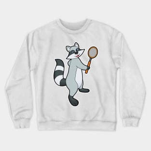 Racoon as Tennis player with Tennis racket Crewneck Sweatshirt